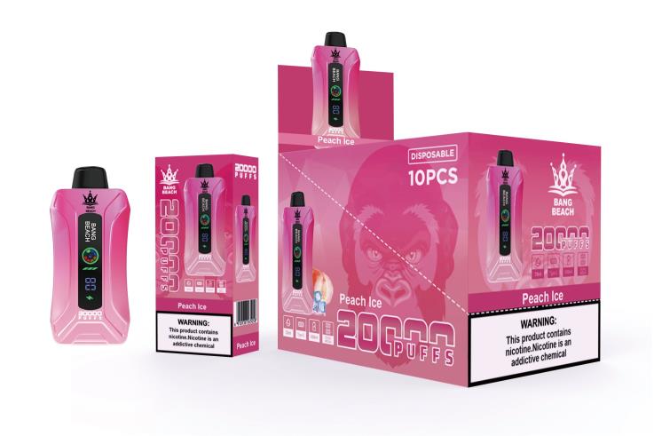 Bang Beach Vape 2P2PT9 Peach Ice - Bang Beach 20000 Puffs Smart Screen Vape