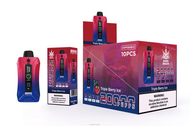 Bang Vape UK 2P2PT8 Triple Berry Ice - Bang Beach 20000 Puffs Smart Screen Vape