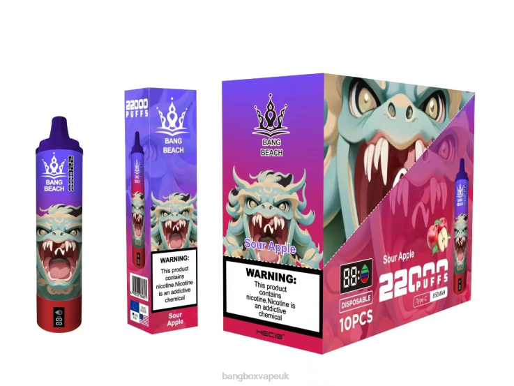Bang Box Vape UK 2P2PT13 Sour Apple - Bang Beach 22000 Puffs Smart Screen