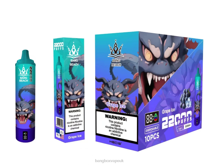 Bang Box Vape UK 2P2PT19 Grape Ice - Bang Beach 22000 Puffs Smart Screen
