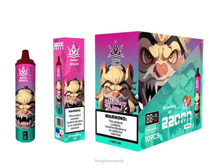 Bang Vape UK 2P2PT20 Strawberry Ice - Bang Beach 22000 Puffs Smart Screen
