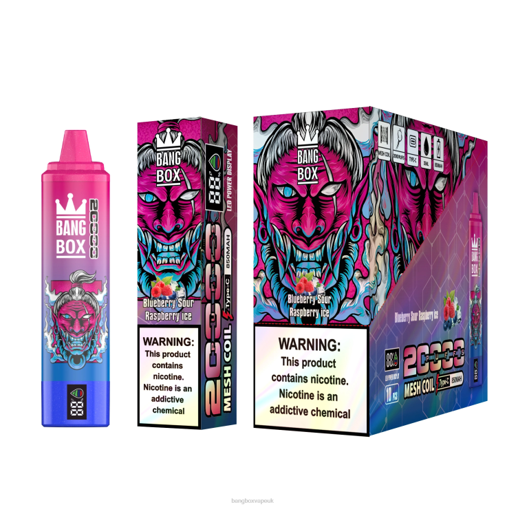 Bang Box Vape UK 2P2PT55 Blueberry Sour Raspberry Ice - Bang Box 20000 Puffs Smart Screen