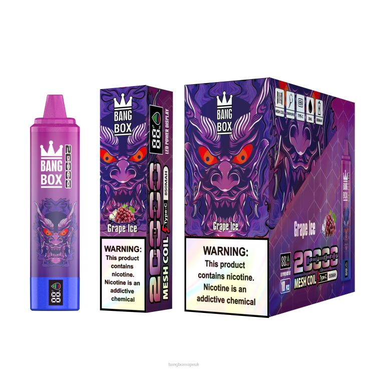 Bang Box Vape UK 2P2PT61 Grape Ice - Bang Box 20000 Puffs Smart Screen