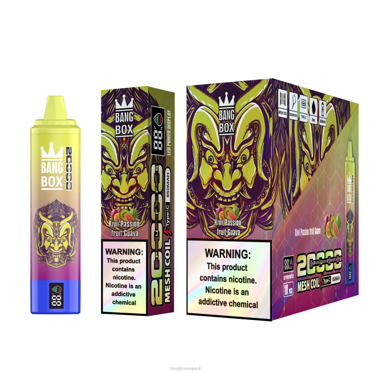 Bang Vape UK 2P2PT50 Kiwi Passion Fruit Guava - Bang Box 20000 Puffs Smart Screen