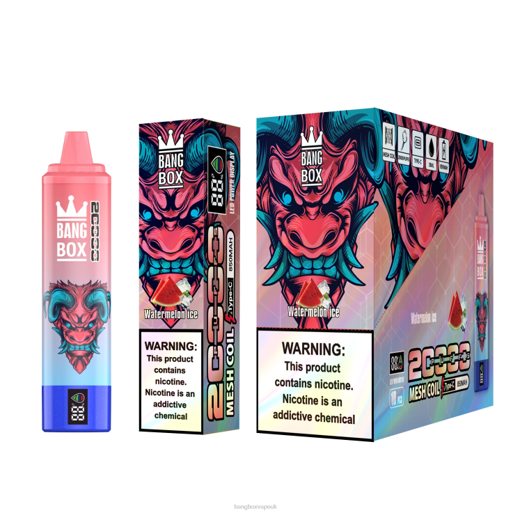 Bang Vape UK 2P2PT56 Watermelon Ice - Bang Box 20000 Puffs Smart Screen