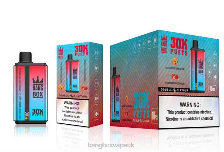 Bang Vape UK 2P2PT68 Watermelon Bubble Gum & Strawberry Watermelon - Bang Box 30000 Puffs Dual Flavors